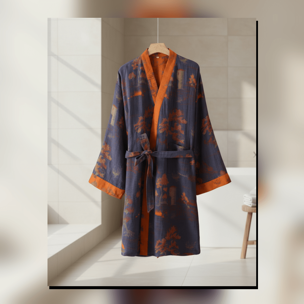Kimono Cotton Gauze Bathrobe – Retro Unisex Design
