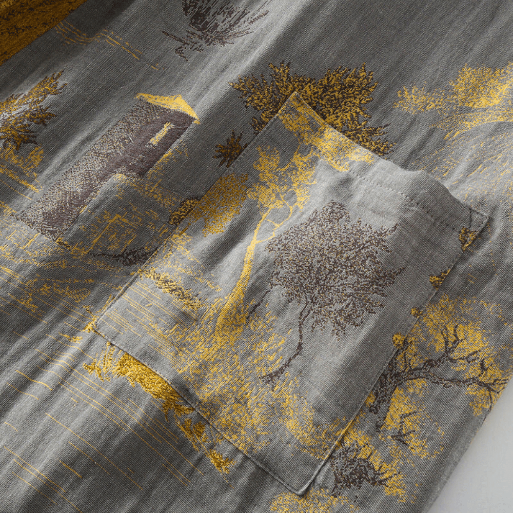 Kimono Baumwoll-Gaze-Bademantel – Retro Unisex Design