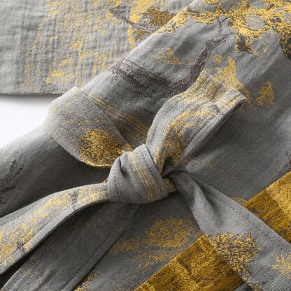 Kimono Baumwoll-Gaze-Bademantel – Retro Unisex Design
