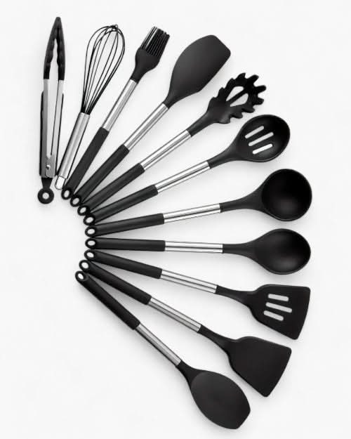 Nordeka - 11-Piece Silicone Utensil Set with Holder, Heat Resistant & Non-Stick Safe 5