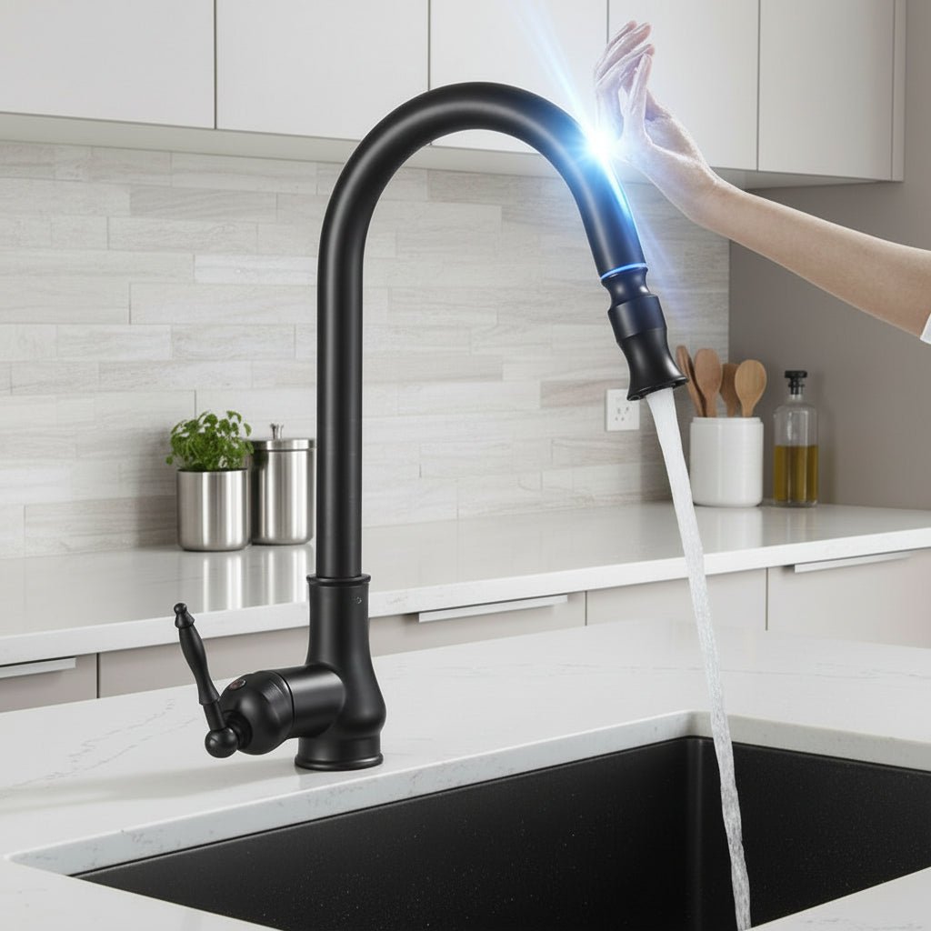 BRONZEFLOW – Antique Bronze Pull-Out Kitchen Faucet with Touch Sensor 4