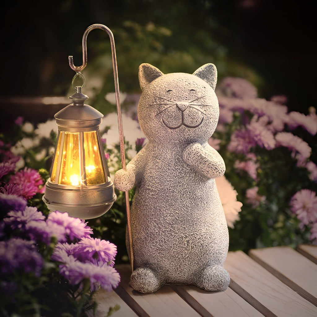 KittyBeam Solar Cat Statue - Hand-Painted Garden Decor with Energy-Efficient Lighting 6