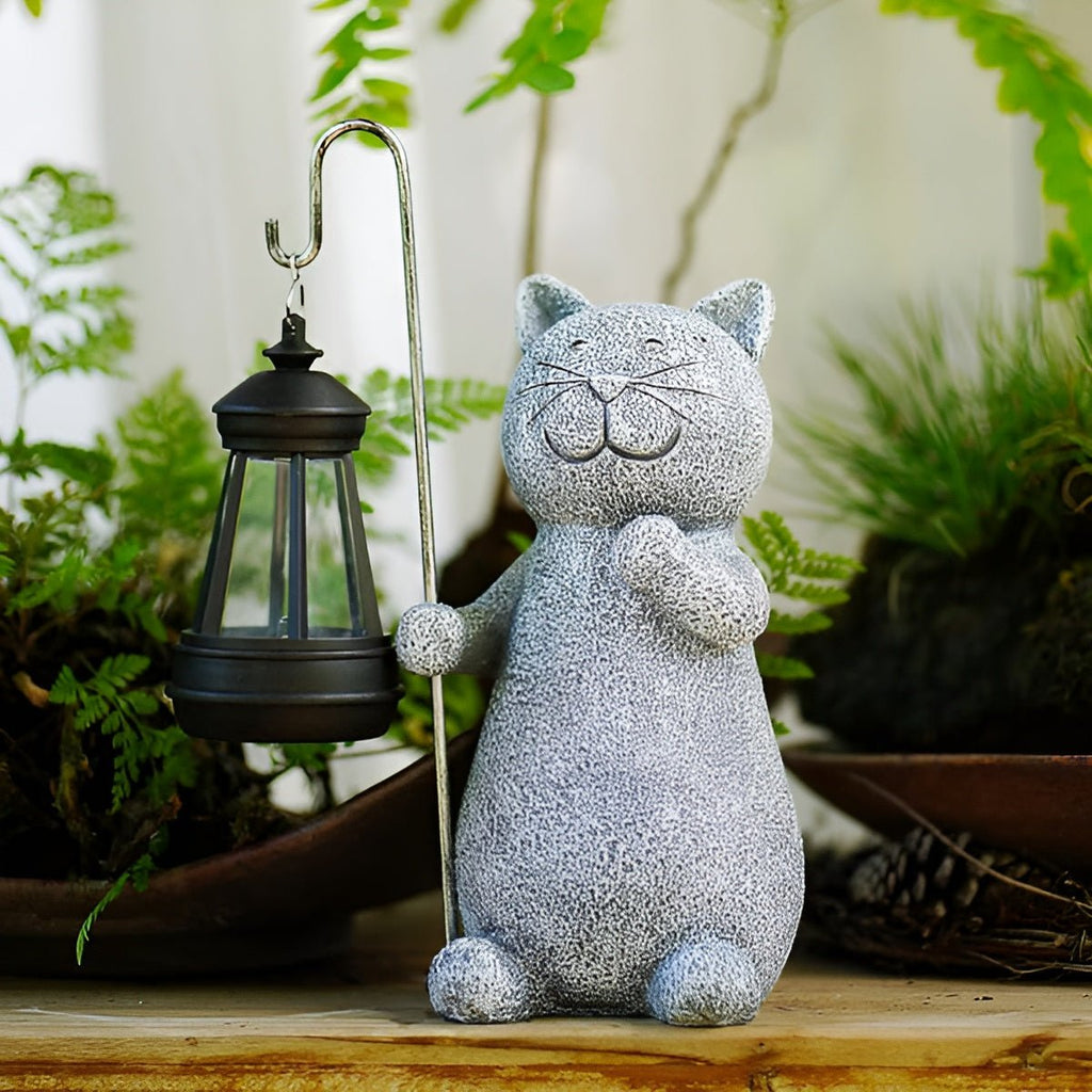 KittyBeam Solar Cat Statue - Hand-Painted Garden Decor with Energy-Efficient Lighting 4