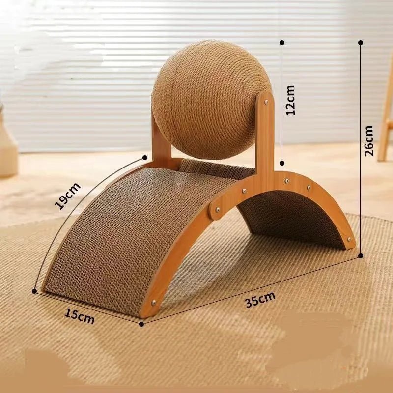 FURPLAY – 2-in-1 Cat Scratcher Ball with Natural Sisal Board and Wooden Base 6