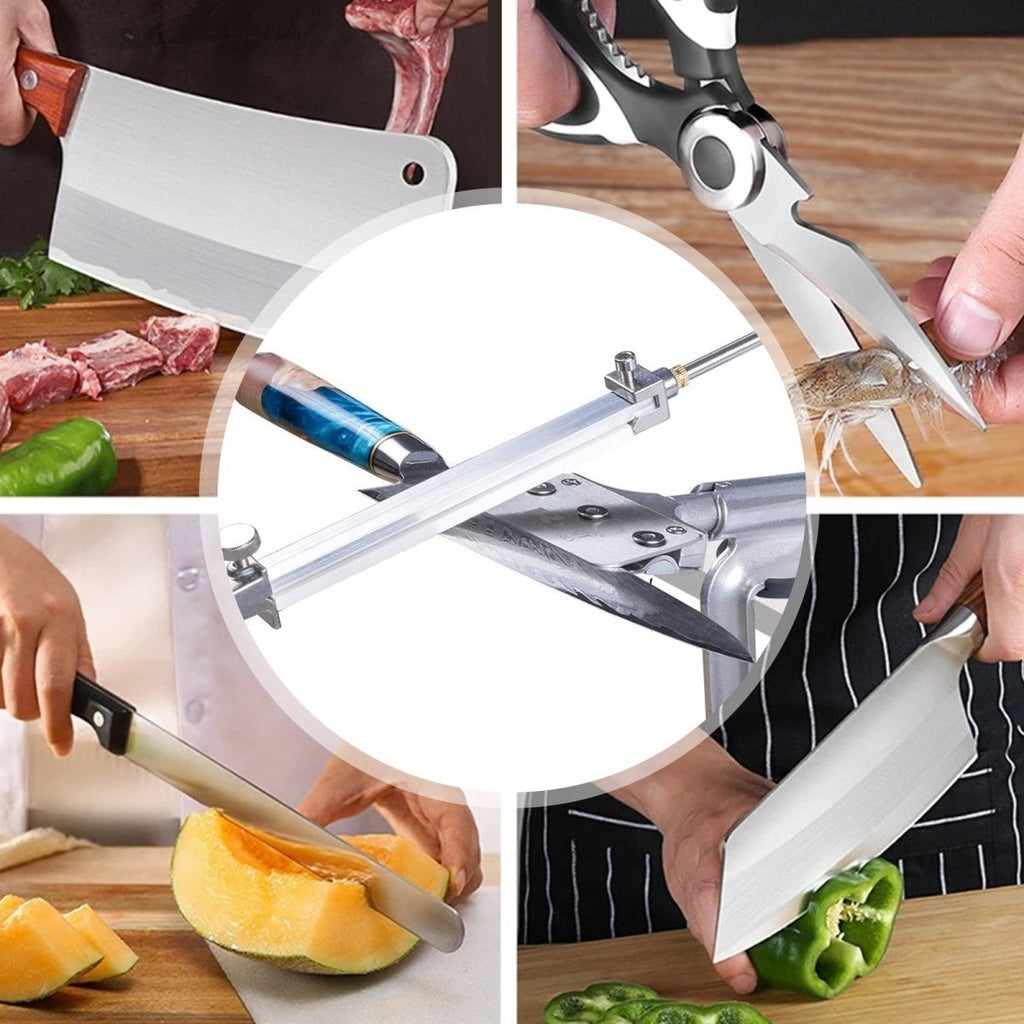 Knife Sharpener with 7 Sharpening Stones – Professional Kitchen Tool for All Knife Types, Aluminum Alloy and Stainless Steel-3