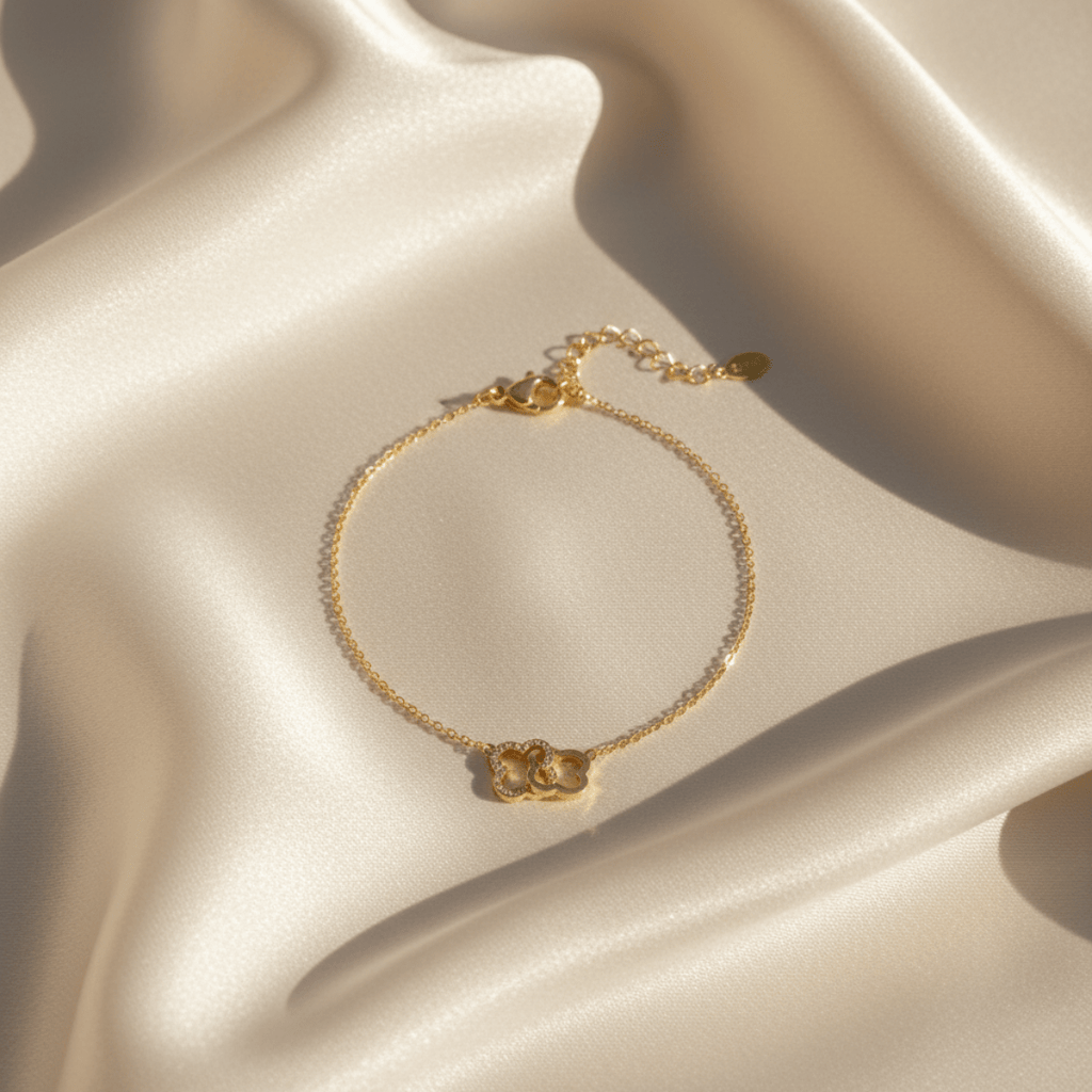 Geluksstrik Gouden Schakel Klaver Armband