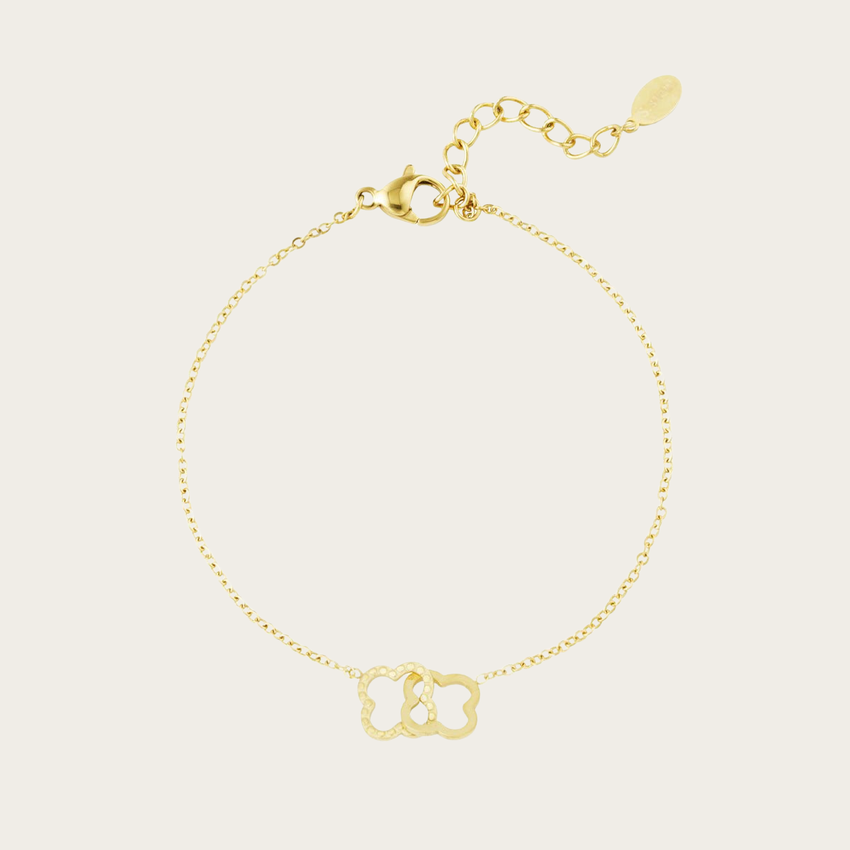 Pulsera de trébol enlazado de oro Nudo de la Suerte