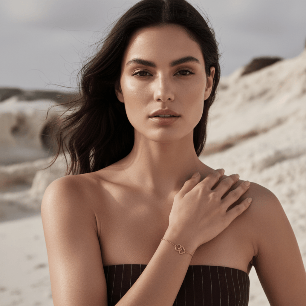 Geluksstrik Gouden Schakel Klaver Armband