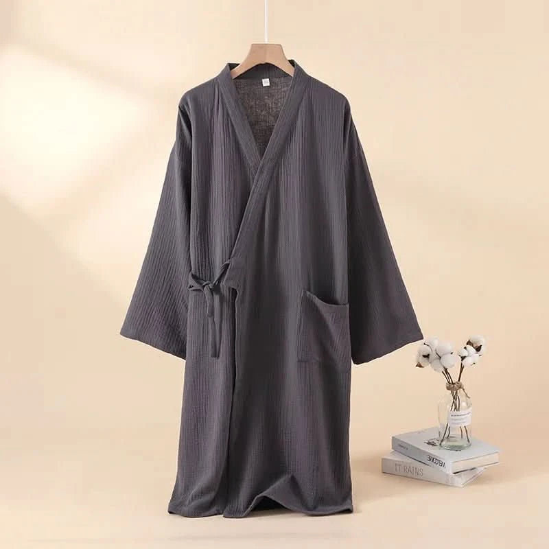 KOMFERA - Premium puuvillainen oloasu kimono, hengittävä unisex-kylpytakki rentoutumiseen ja kotikylpylään