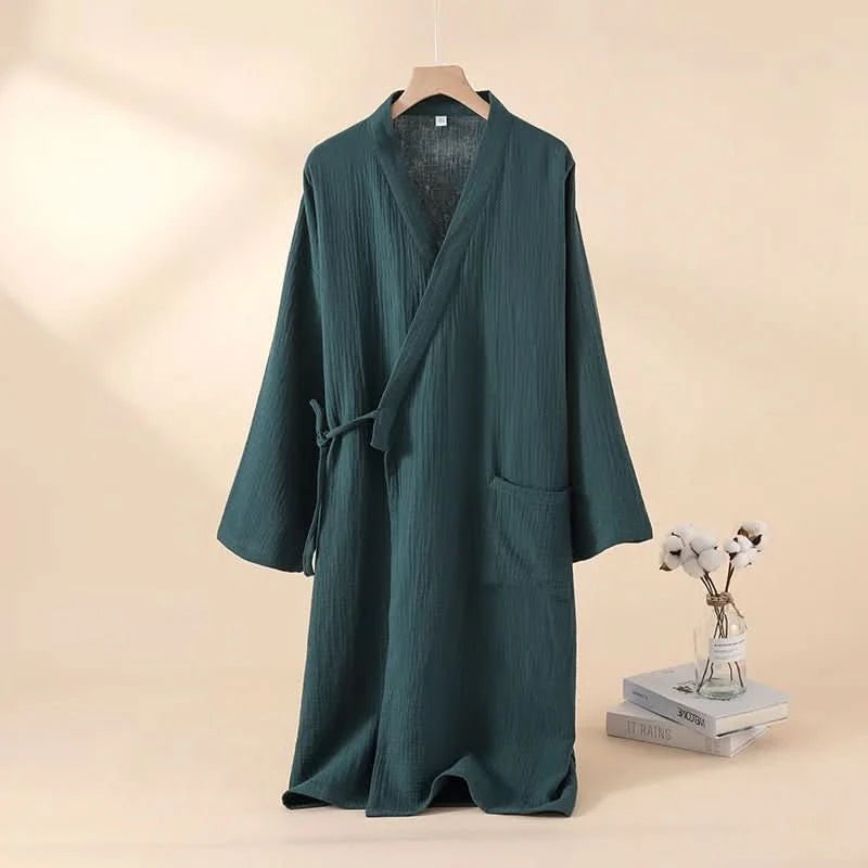 KOMFERA - Premium puuvillainen oloasu kimono, hengittävä unisex-kylpytakki rentoutumiseen ja kotikylpylään