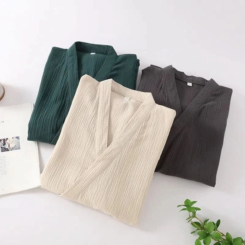 KOMFERA - Premium puuvillainen oloasu kimono, hengittävä unisex-kylpytakki rentoutumiseen ja kotikylpylään