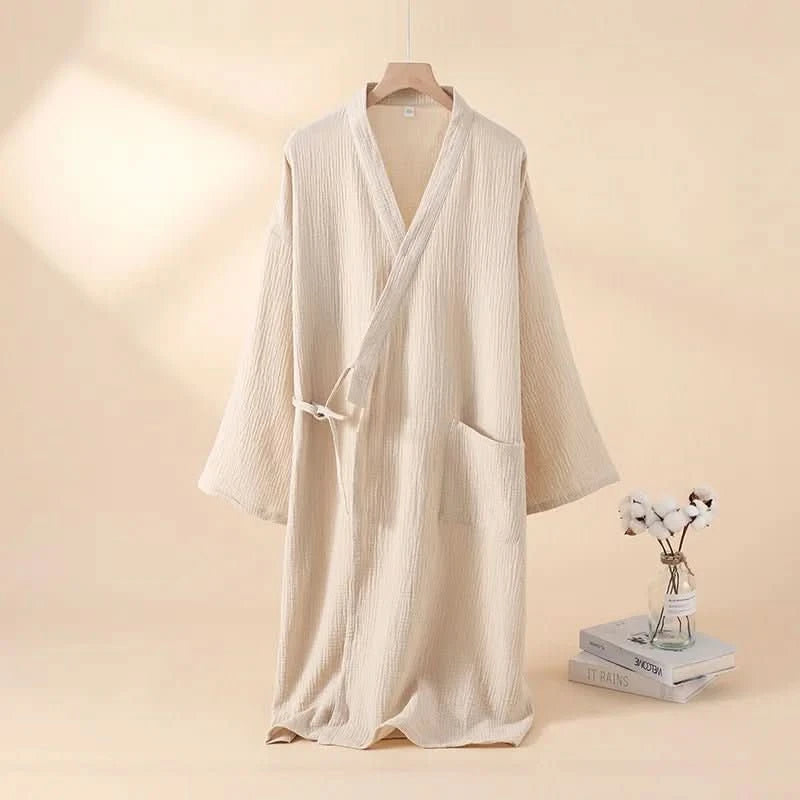KOMFERA - Premium puuvillainen oloasu kimono, hengittävä unisex-kylpytakki rentoutumiseen ja kotikylpylään