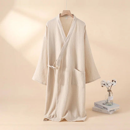 Komfera Premium Katoenen Lounge Kimono | Ademend uniseks badjas voor ontspanning en thuis spa