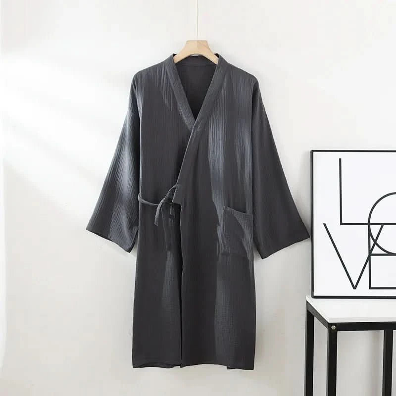 KOMFERA - Premium puuvillainen oloasu kimono, hengittävä unisex-kylpytakki rentoutumiseen ja kotikylpylään