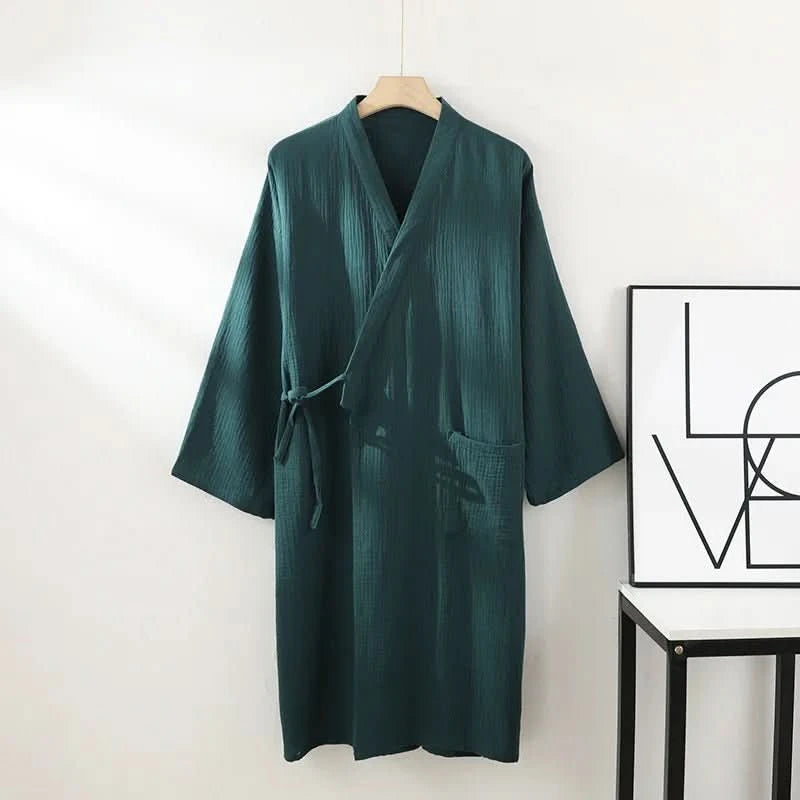KOMFERA - Premium puuvillainen oloasu kimono, hengittävä unisex-kylpytakki rentoutumiseen ja kotikylpylään