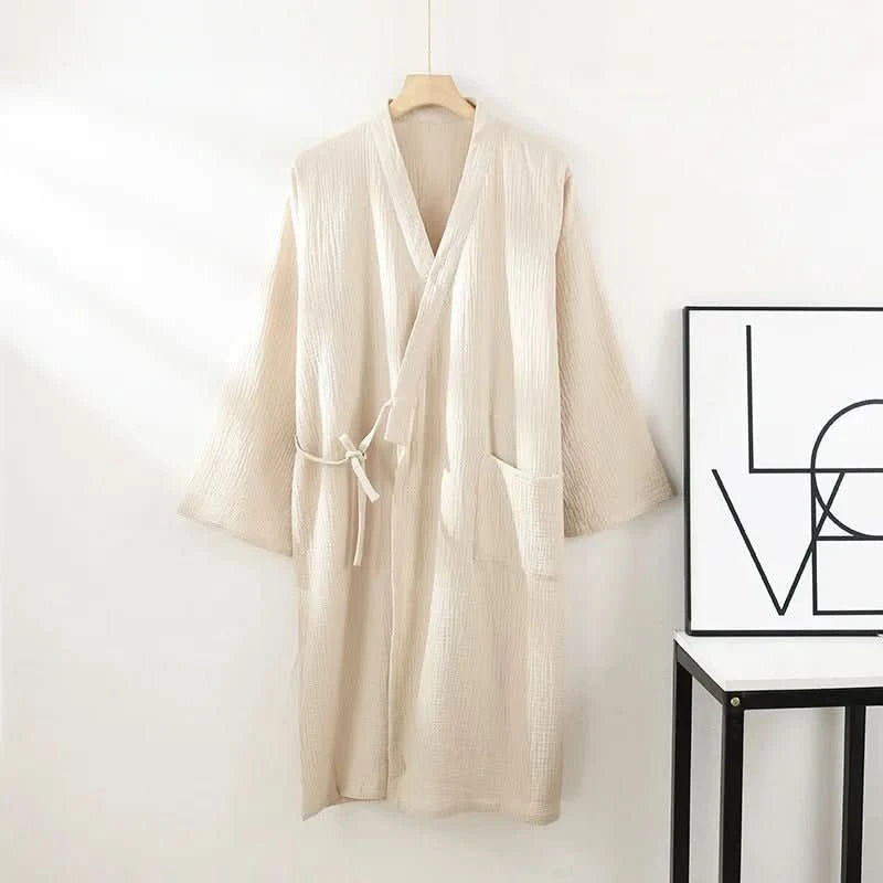 KOMFERA - Premium puuvillainen oloasu kimono, hengittävä unisex-kylpytakki rentoutumiseen ja kotikylpylään