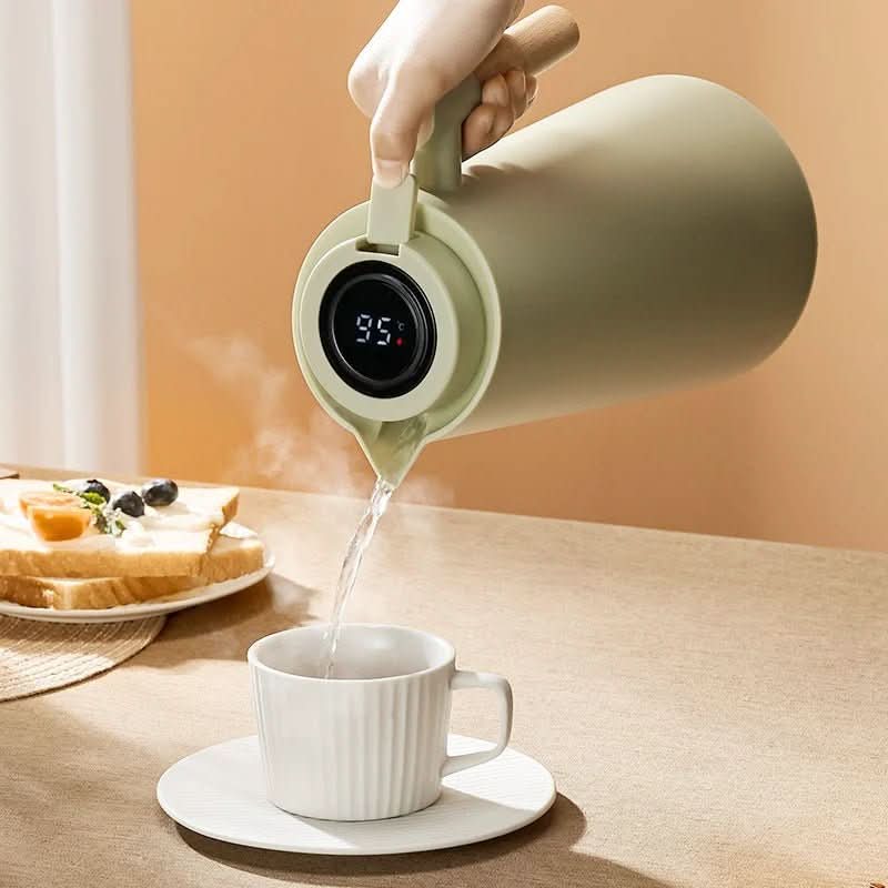 Lattea - Thermal Jug with Temperature Display, Leak-Proof & Wooden Handle 1