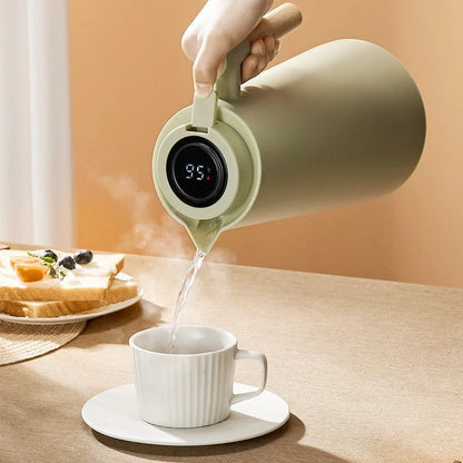 Lattea - Thermal Jug with Temperature Display, Leak-Proof & Wooden Handle 1