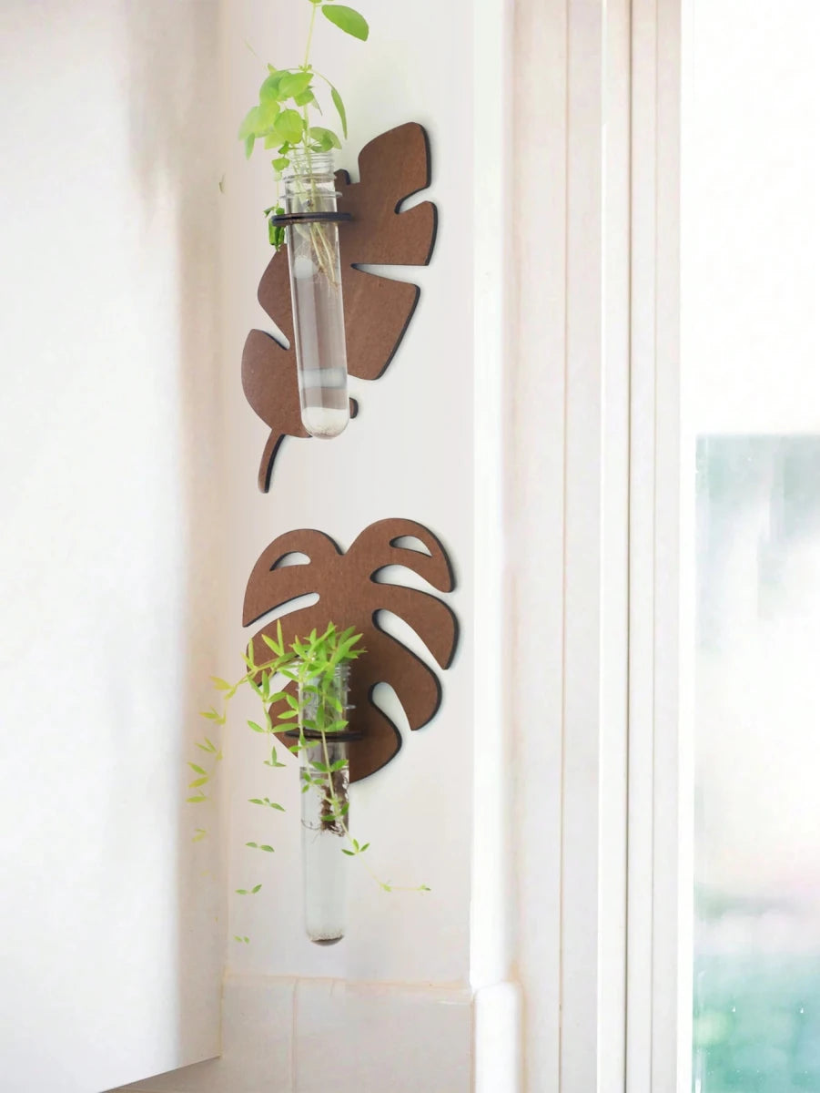 Artisan Leaf Shape Wall Planters - Hand-Carved Wooden Indoor Plant Decor 5
