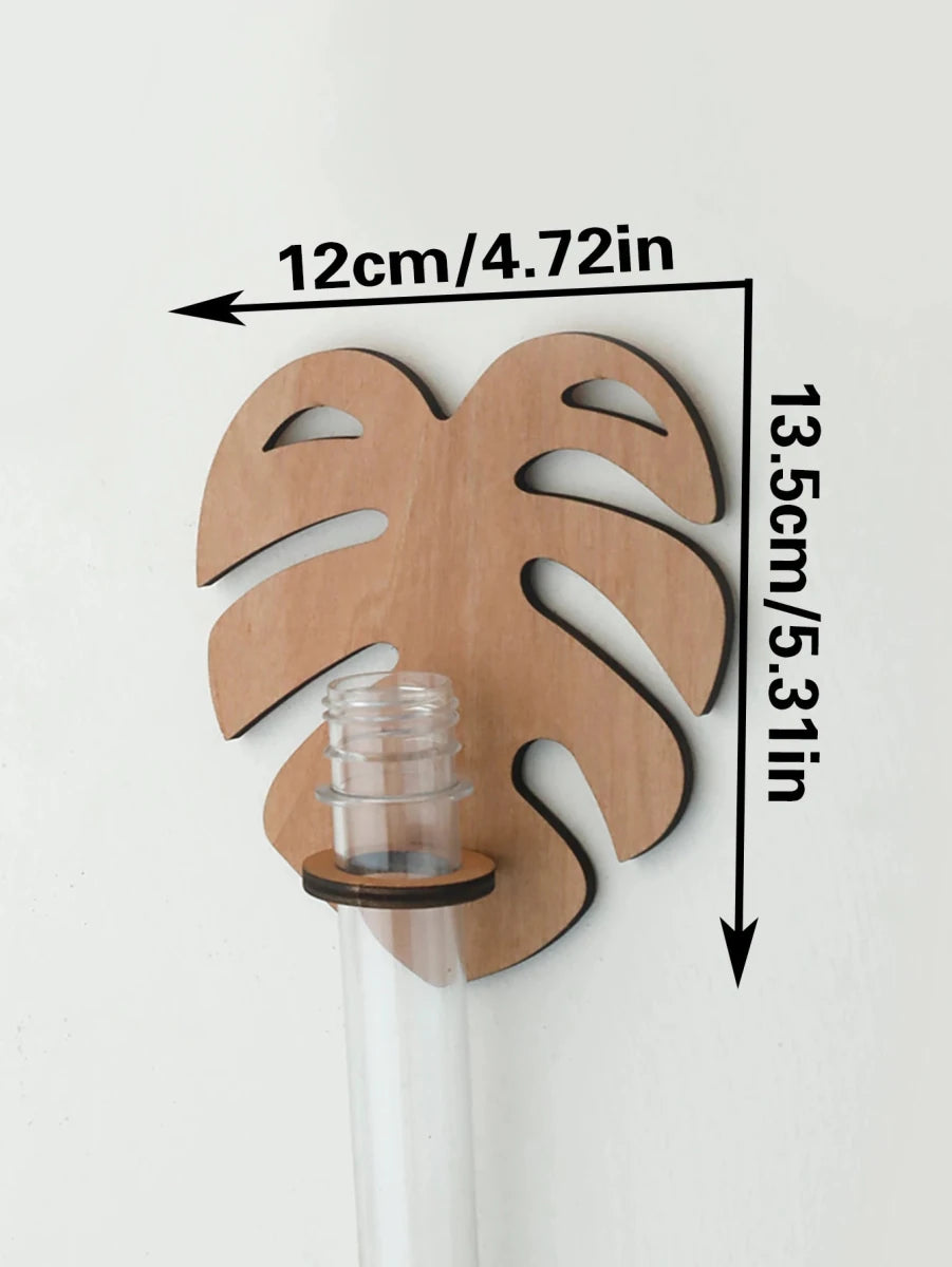 Artisan Leaf Shape Wall Planters - Hand-Carved Wooden Indoor Plant Decor 3