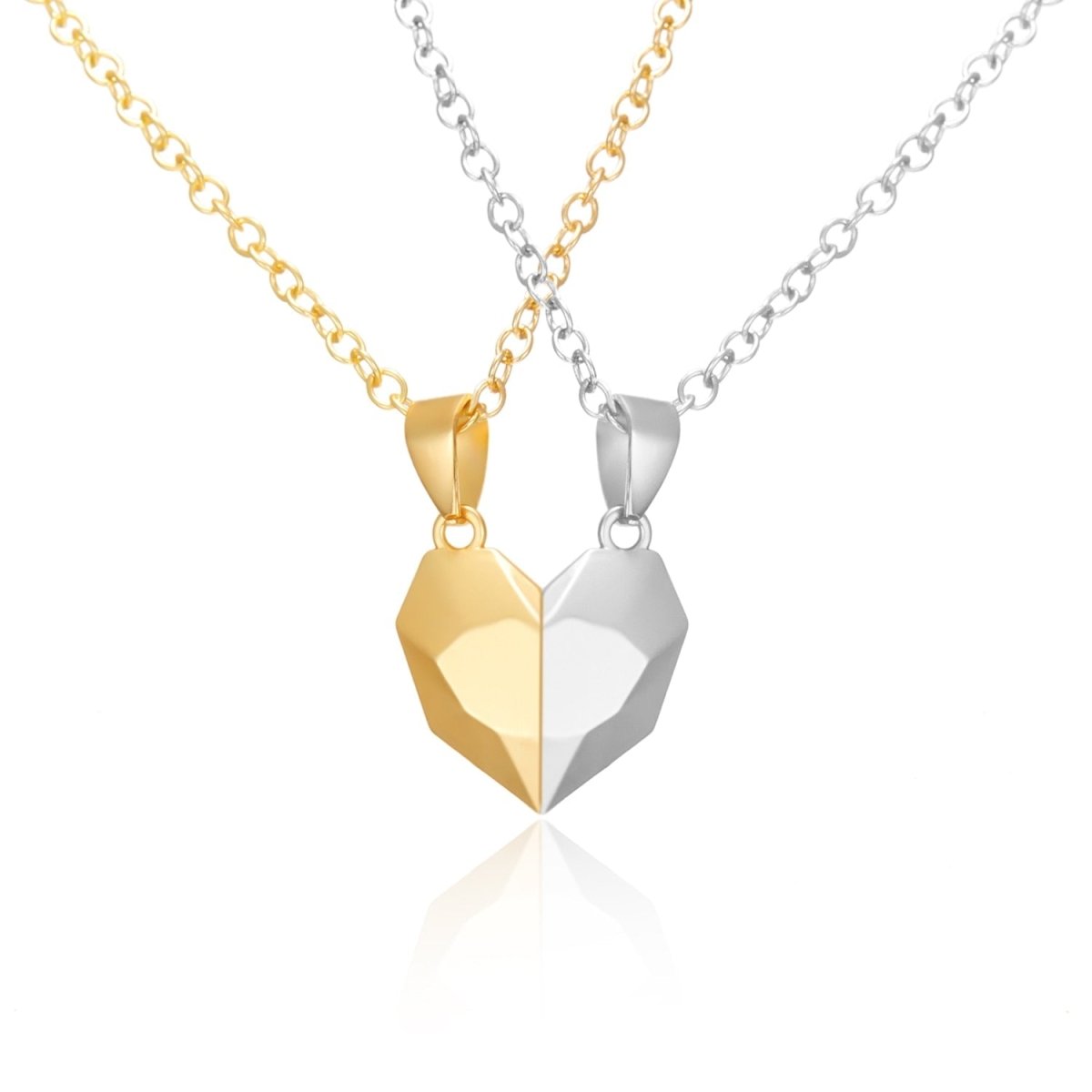  Couple necklace women 2-in-1 with magnetic heart connection for eternal love-6