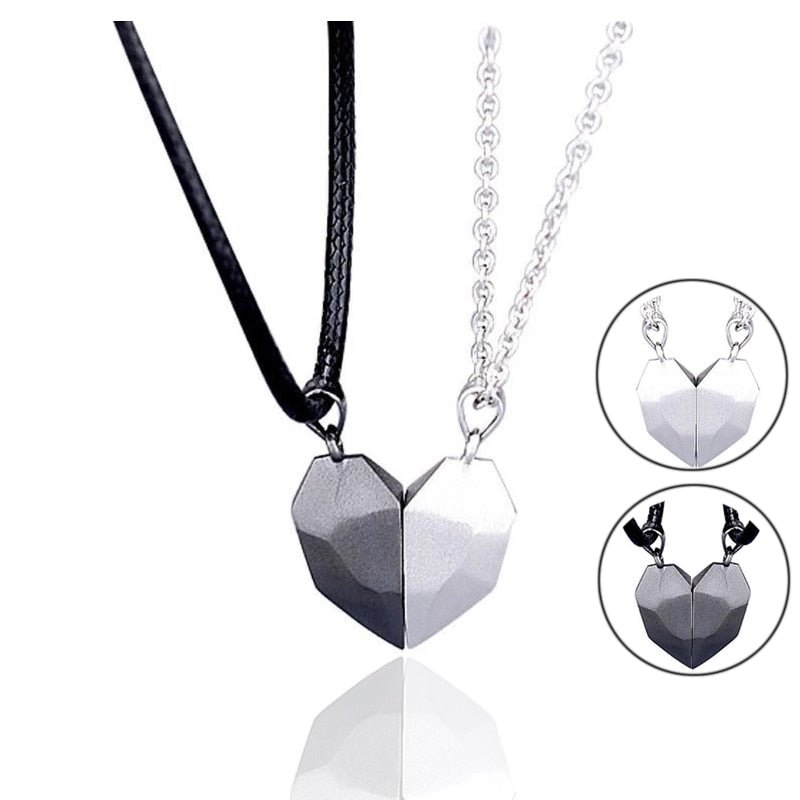  Couple necklace women 2-in-1 with magnetic heart connection for eternal love-5