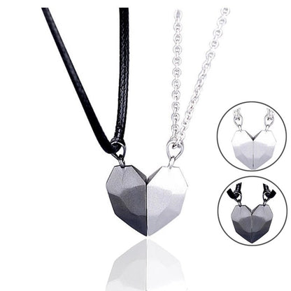  Couple necklace women 2-in-1 with magnetic heart connection for eternal love-5