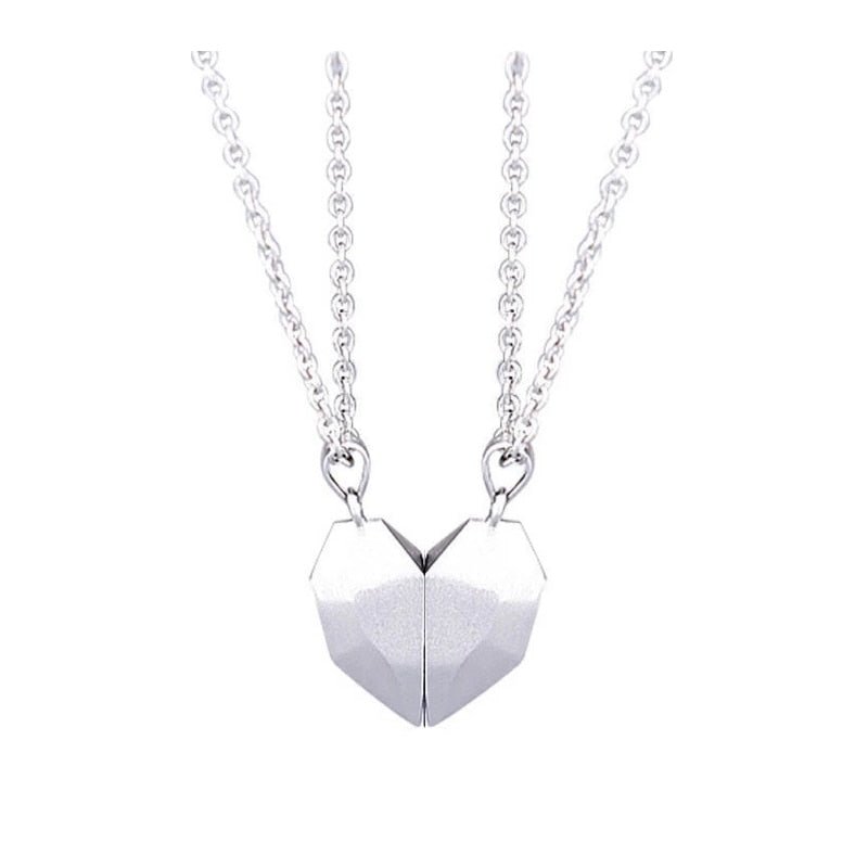  Couple necklace women 2-in-1 with magnetic heart connection for eternal love-2