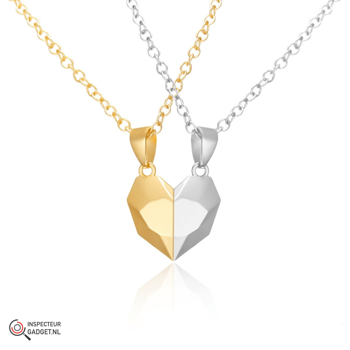  Couple necklace women 2-in-1 with magnetic heart connection for eternal love-3