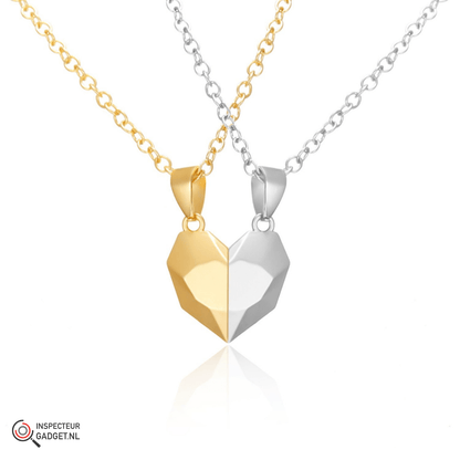  Couple necklace women 2-in-1 with magnetic heart connection for eternal love-3