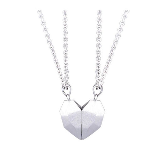  Couple necklace women 2-in-1 with magnetic heart connection for eternal love-1