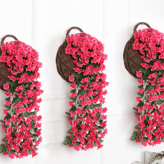 Lifelike Wisteria Flower Arrangement – 2-Pack Silk Flowers with Easy Hanging Basket, Allergy-Friendly Home Decor-1