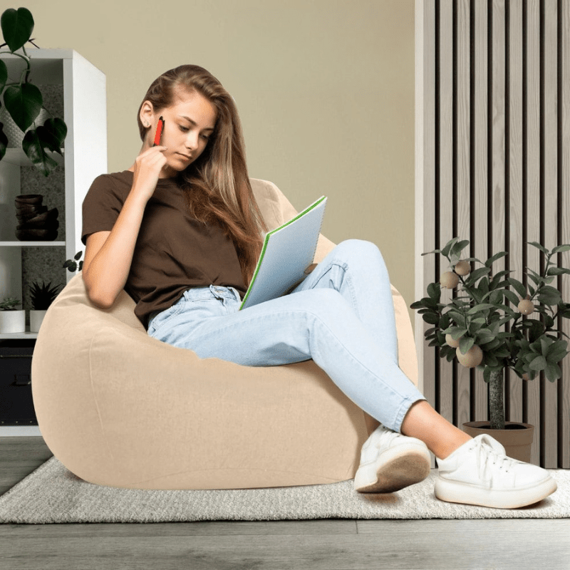 LINARELLO Säkkituoli – Ylellinen Pellavainen Säkkituoli Täydelliseen Mukavuuteen