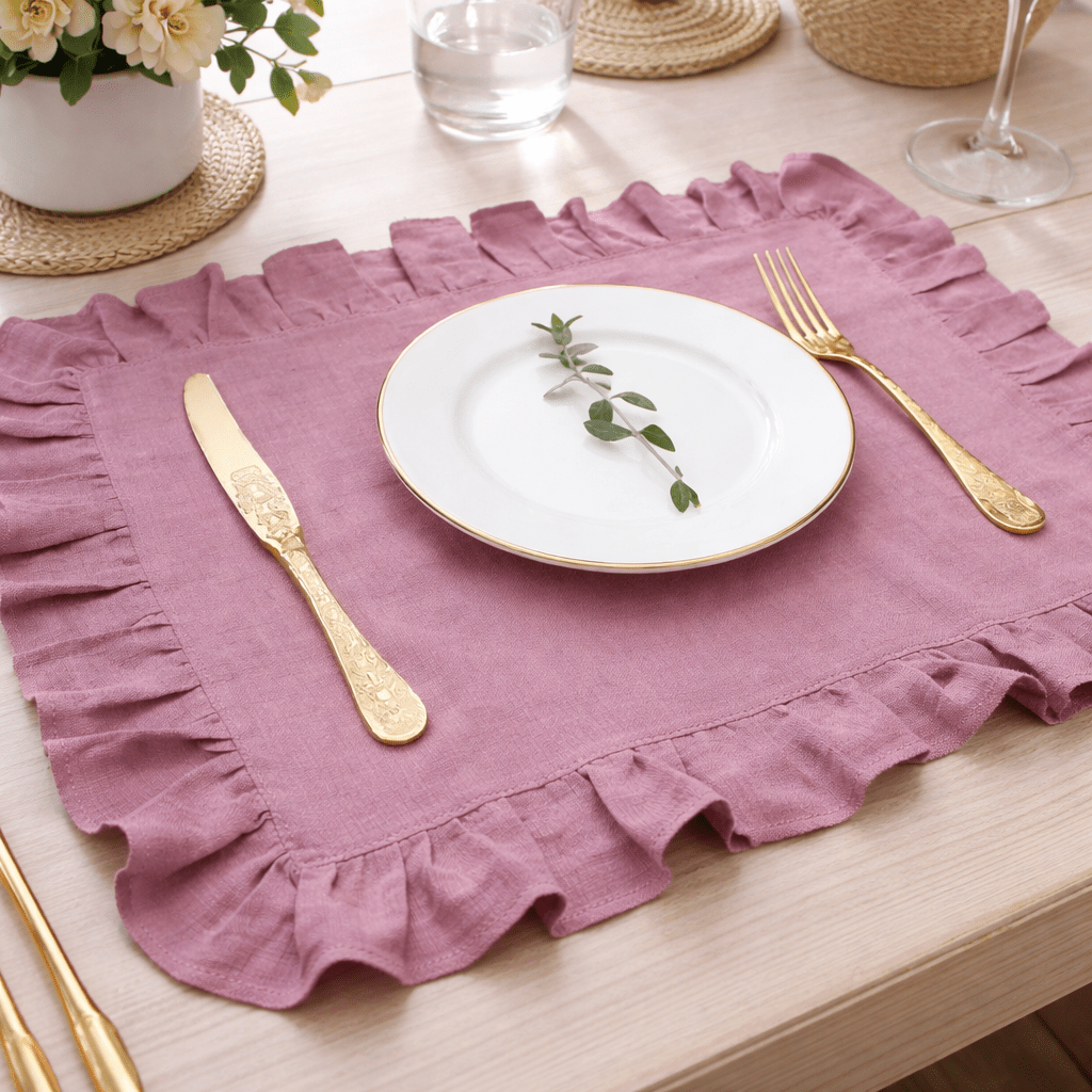 LINENBLOOM – Handcrafted Linen Napkin with Soft Ruffle Edge
