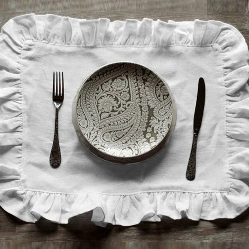 LINENBLOOM – Handcrafted Linen Napkin with Soft Ruffle Edge