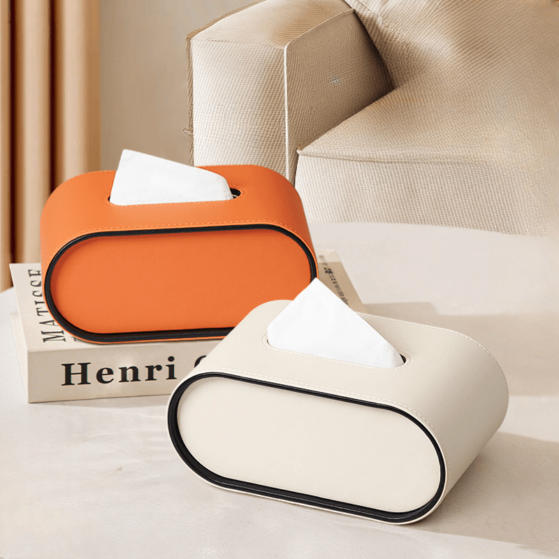 ELITARA – Luxury Oval Leather Tissue Box for Stylish Home Decor 1