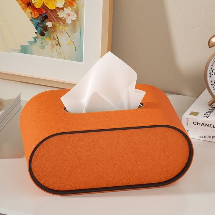ELITARA – Luxury Oval Leather Tissue Box for Stylish Home Decor 0