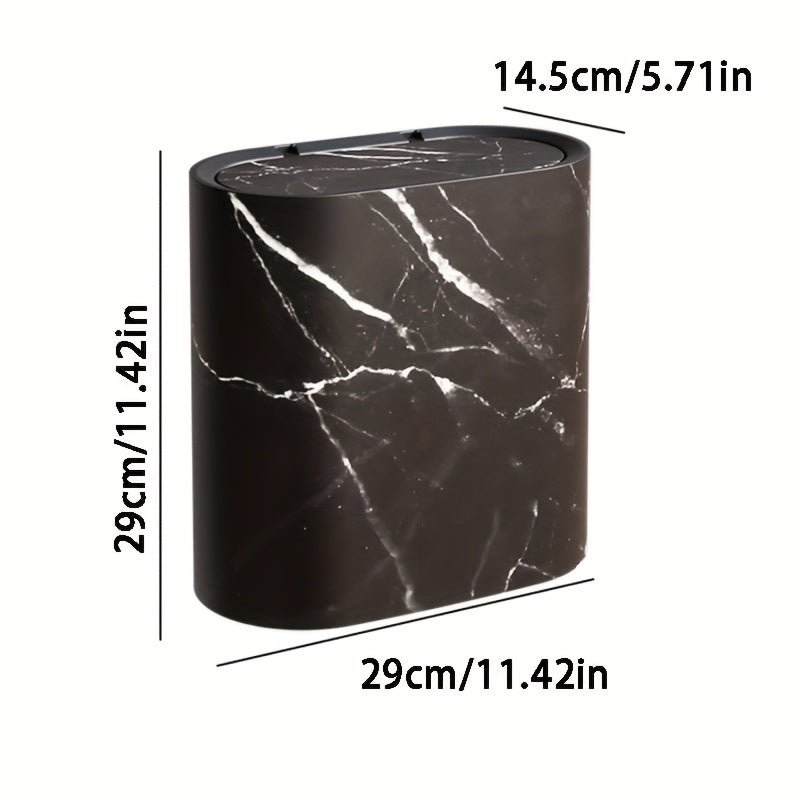 Elegant Marble Pattern Trash Can - Modern Oval Bin for Bathroom & Kitchen 4