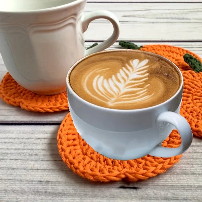 Handmade Crochet Pumpkin Coasters - Unique Fall Table Decor & Kitchen Accessory 3