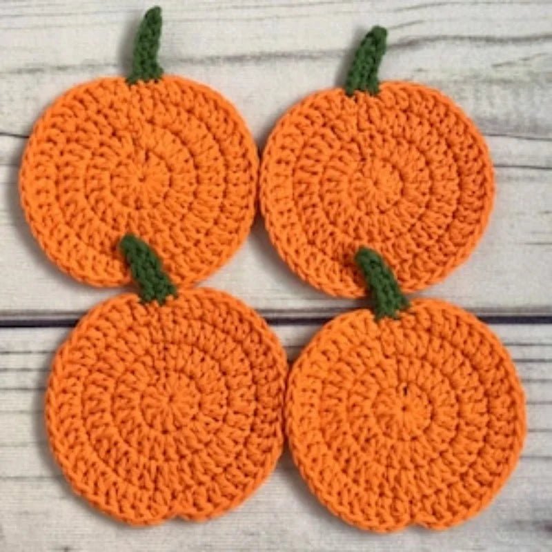 Handmade Crochet Pumpkin Coasters - Unique Fall Table Decor & Kitchen Accessory 5