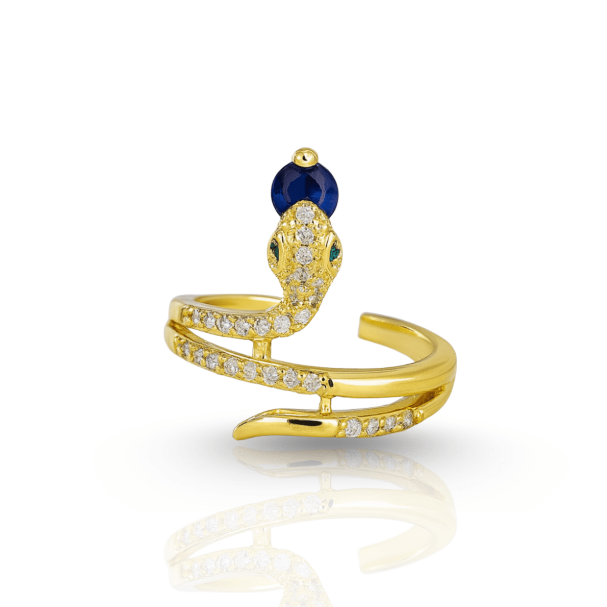 LUCKY ZIRCONIA – Slangring met sprankelende kubieke zirkonia in roestvrij staal
