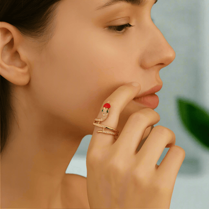 Lucky Zirconia Snake Ring for Women - Shimmering Elegance & Durable Stainless Steel 3