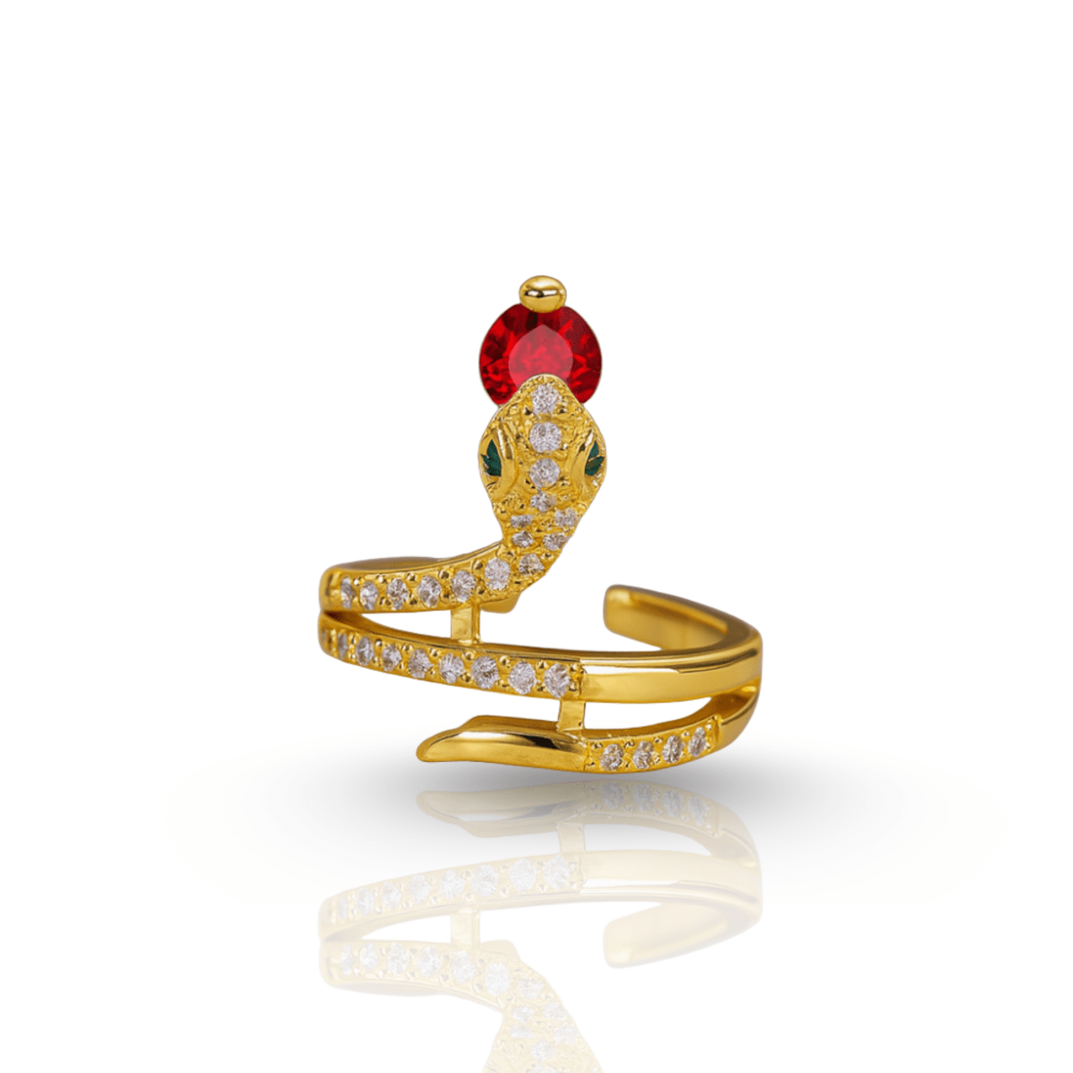 LUCKY ZIRCONIA – Slangring met sprankelende kubieke zirkonia in roestvrij staal