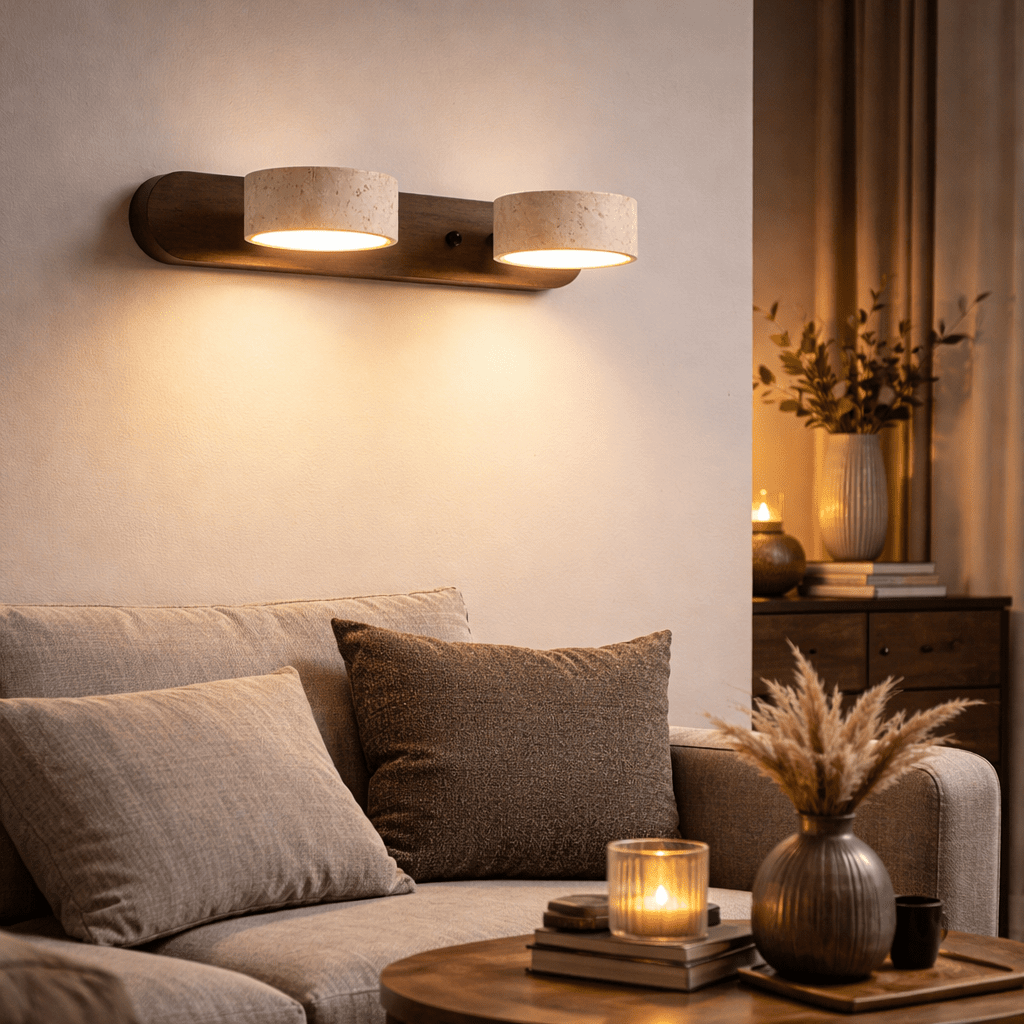 LUMÉNE – Travertine LED Wall Sconce for Architectural Luxury