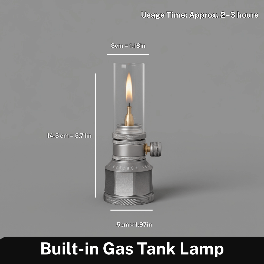 LUMETRA – Verstellbare Butan-Campinglampe für flexible Lichteinstellungen