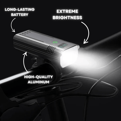 Luminoride Power Beam – 5000 lumenové svetlo na bicykel s 12 LED, USB-C nabíjateľná batéria 10000mAh a digitálny displej batérie