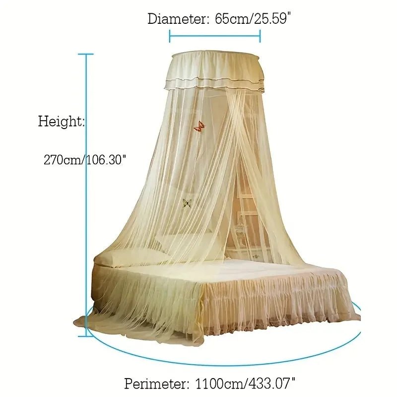 Elegant Princess Dome Mosquito Net with Luminous Butterfly Decor - 100% Polyester 2