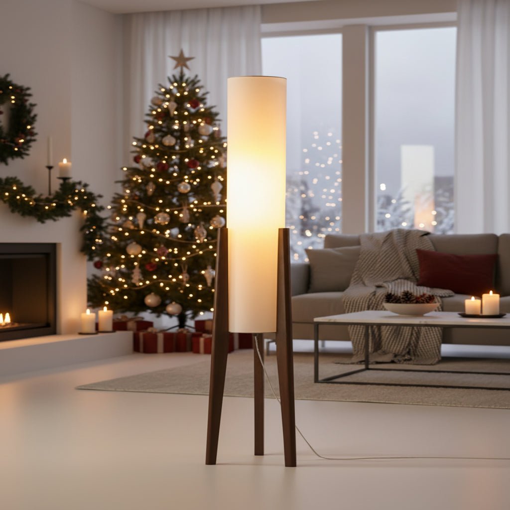 SIMPLORA – Scandinavian Walnut Floor Lamp with Dimmable LED Lighting 0