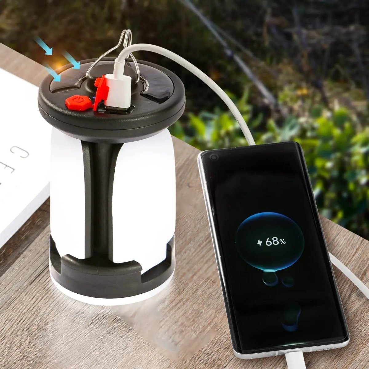 Portable Solar USB Camping Lantern with 90° Folding Leaf, 2400mAh Battery 4