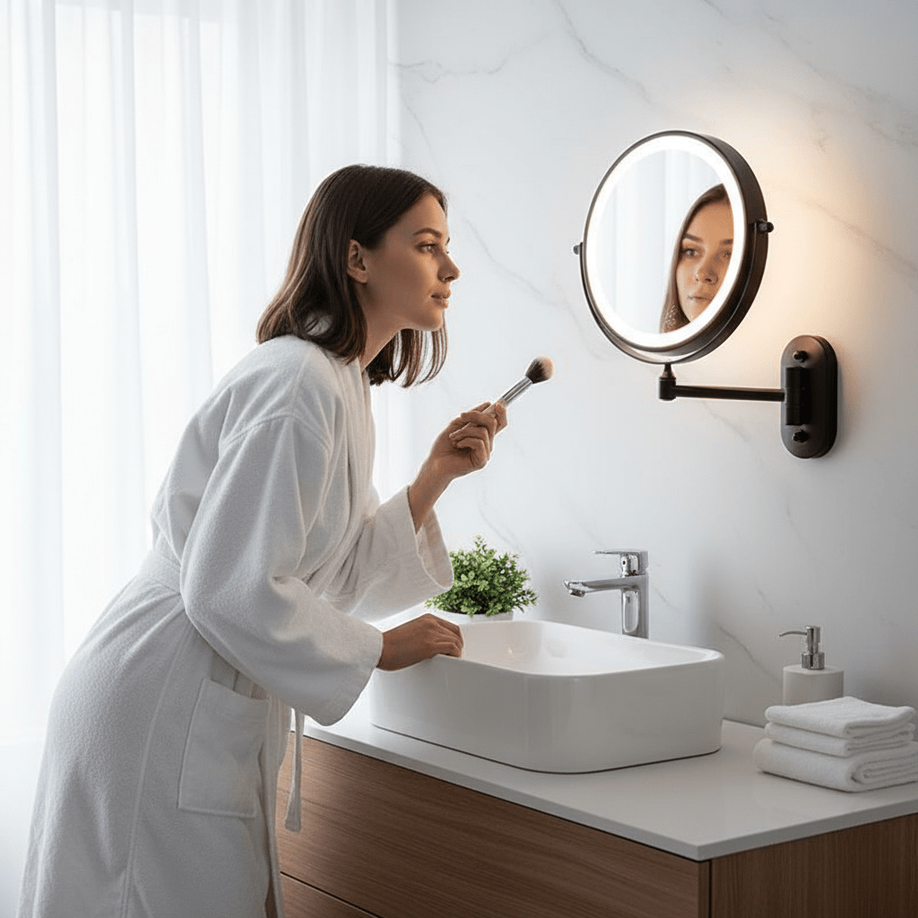 LUMIVIEW – Espejo Aumentador LED Recargable con Control Táctil
